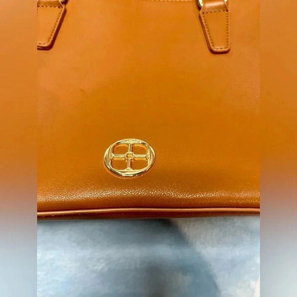 Iman Brown Faux Leather Pebbled Tote - Picture 1 of 10